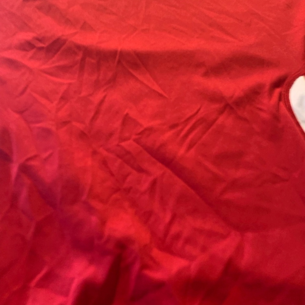 Oasis Red V-Neck Athletic Top with White Accents Size Medium - Picture 2 of 5